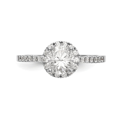 14K Weißgold Verlobungsring mit rundem simuliertem Diamanten und Halo