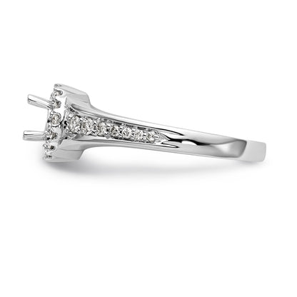 14K Weißgold Verlobungsring mit rundem simuliertem Diamant und Halo