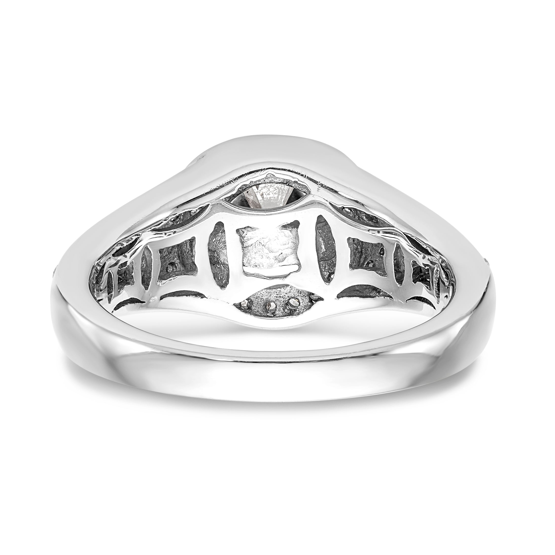 14K Weißgold Verlobungsring mit rundem simuliertem Diamanten und Halo