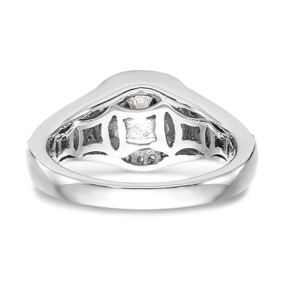 14K Weißgold Verlobungsring mit rundem simuliertem Diamanten und Halo