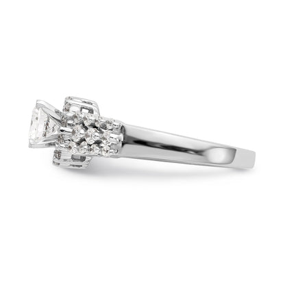 14K Weißgold Verlobungsring mit rundem simuliertem Diamanten und Halo