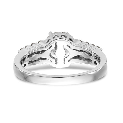 14K Weißgold Verlobungsring mit rundem simuliertem Diamanten und Halo