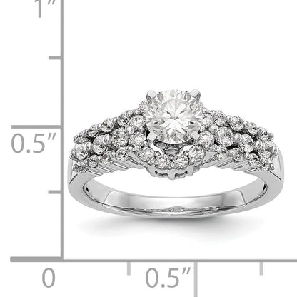 14K Weißgold Verlobungsring mit rundem simuliertem Diamanten und Halo