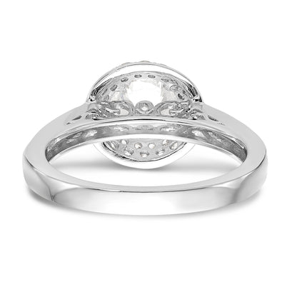 14K Weißgold Verlobungsring mit rundem simuliertem Diamanten und doppeltem Halo
