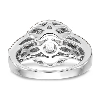 14K Weißgold Verlobungsring mit rundem simuliertem Diamanten und Doppel-Halo