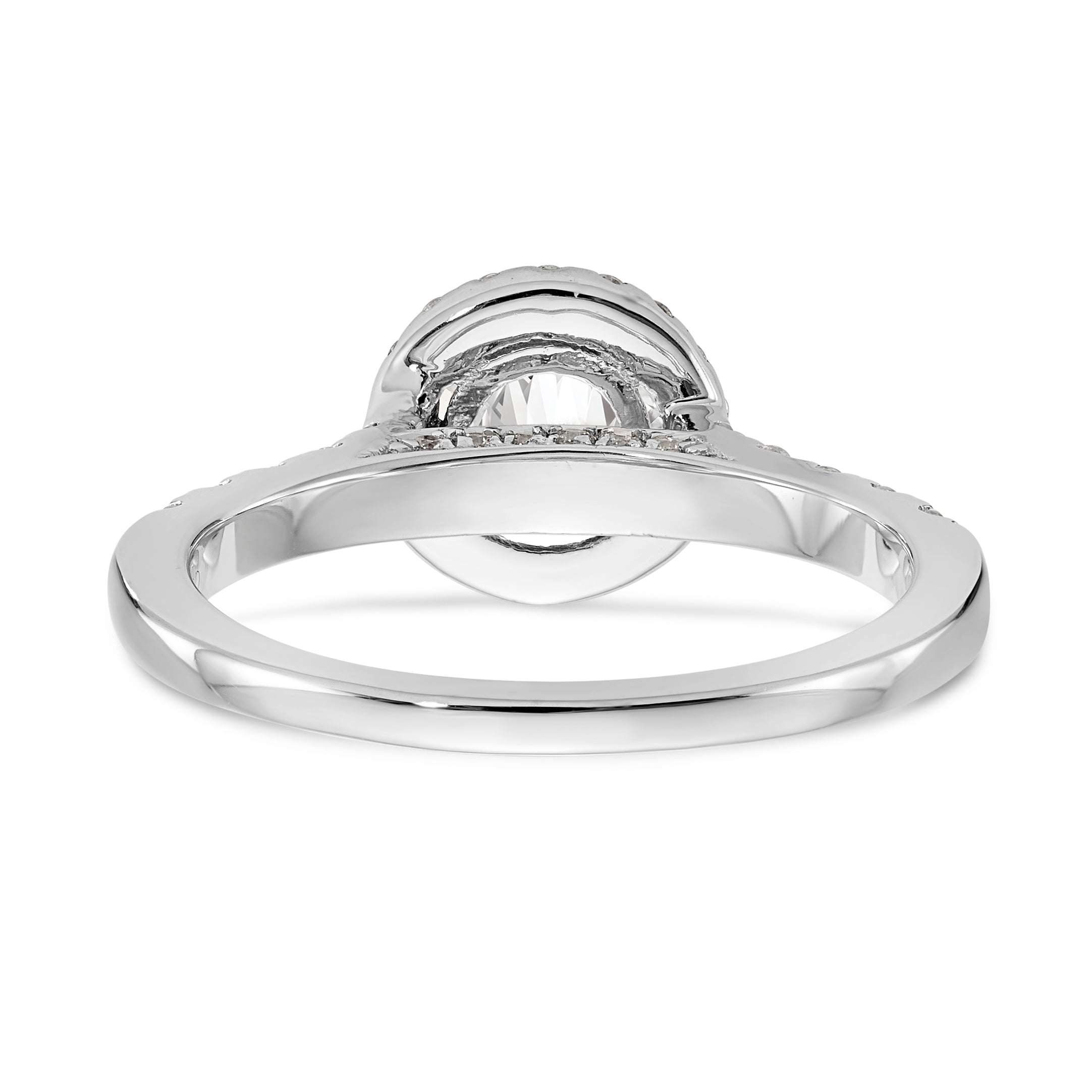 14K Weißgold Verlobungsring mit rundem simuliertem Diamanten und Halo