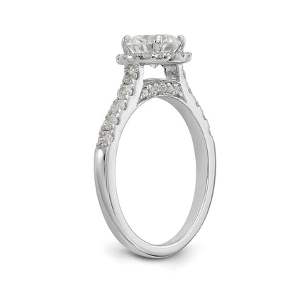 14K Weißgold Verlobungsring mit rundem simuliertem Diamanten und Halo