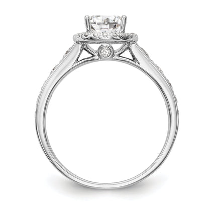 14K Weißgold Verlobungsring mit rundem simuliertem Diamanten und Halo