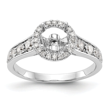 14K Weißgold Verlobungsring mit rundem simuliertem Diamanten und Halo