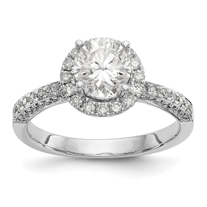 Verlobungsring aus 14K Weißgold mit rundem Diamanten und Halo