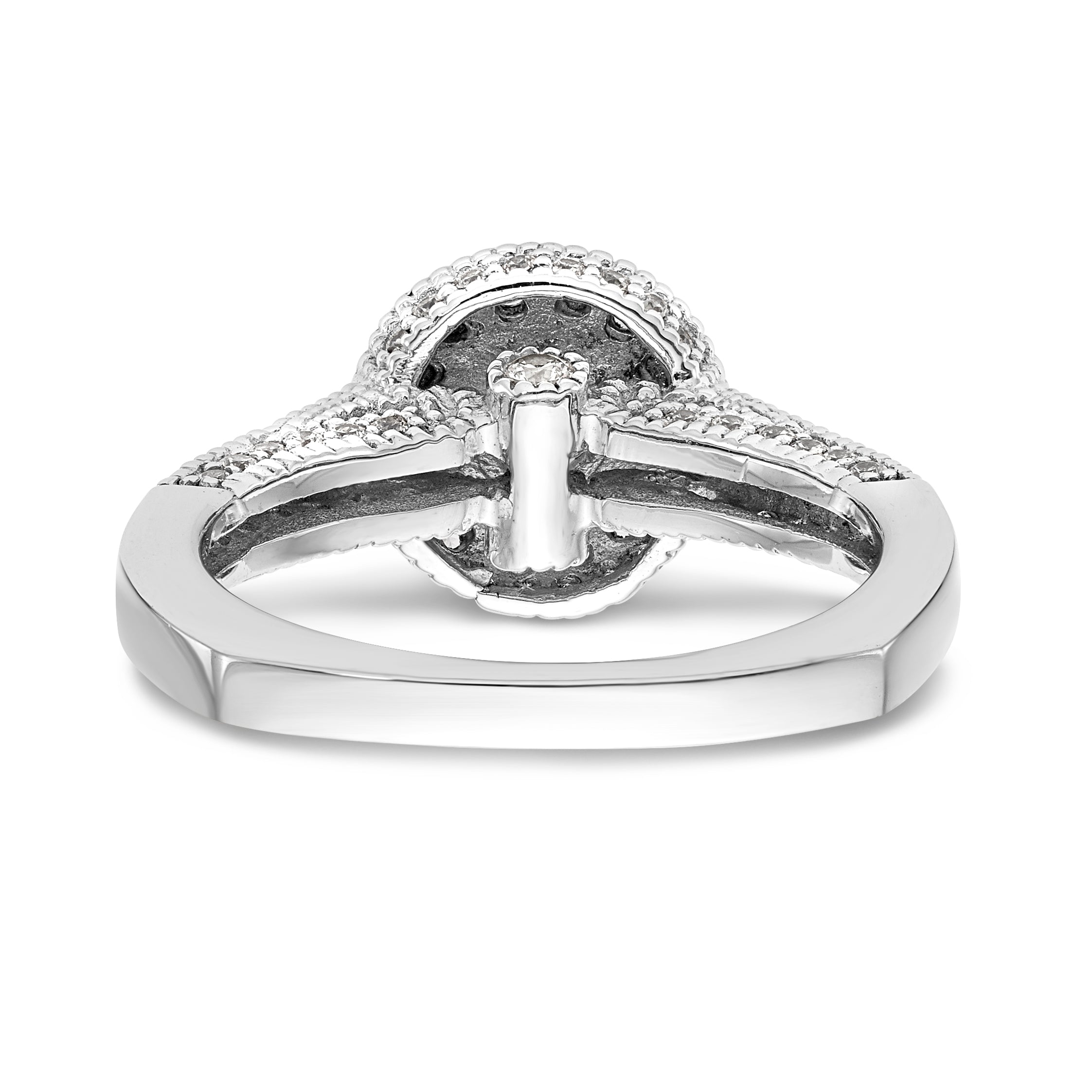 14K Weißgold Verlobungsring mit rundem simuliertem Diamanten und Halo-Fassung