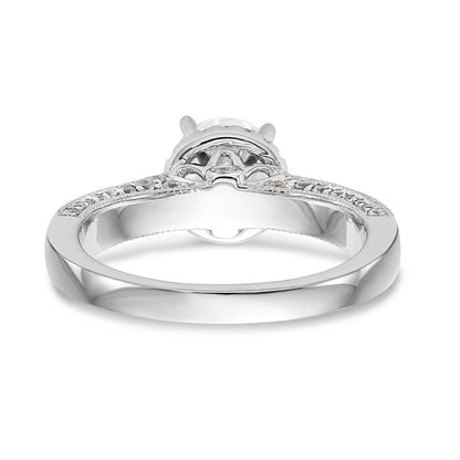 14K Weißgold Verlobungsring mit rundem simuliertem Diamanten und Halo