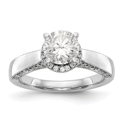 14K Weißgold Verlobungsring mit rundem simuliertem Diamanten und Halo