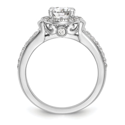 14K Weißgold Halo-Verlobungsring mit rundem simuliertem Diamanten