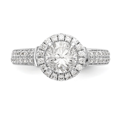 14K Weißgold Halo-Verlobungsring mit rundem simuliertem Diamanten