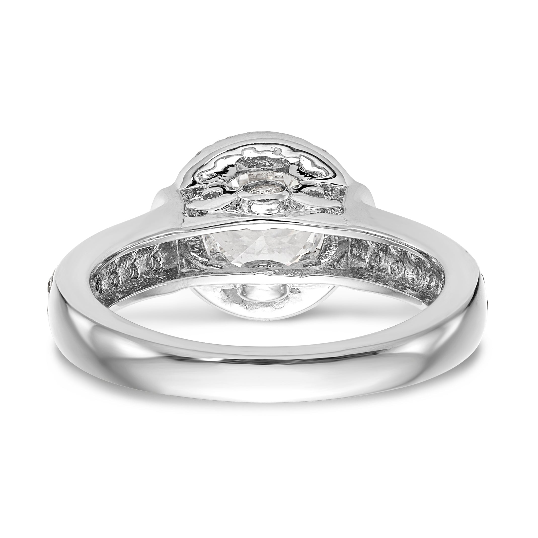 14K Weißgold Halo-Verlobungsring mit rundem simuliertem Diamanten