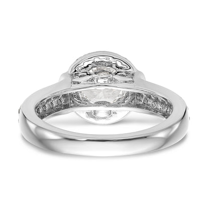 14K Weißgold Halo-Verlobungsring mit rundem simuliertem Diamanten