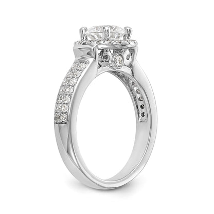14K Weißgold Halo-Verlobungsring mit rundem simuliertem Diamanten