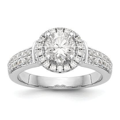 14K Weißgold Halo-Verlobungsring mit rundem simuliertem Diamanten