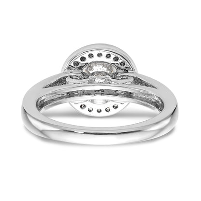 Verlobungsring aus 14K Weißgold mit rundem simuliertem Diamant in Halo-Fassung