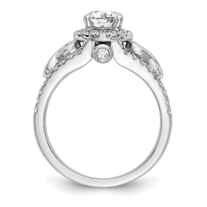 14K Weißgold Verlobungsring mit rundem simuliertem Diamanten und Halo