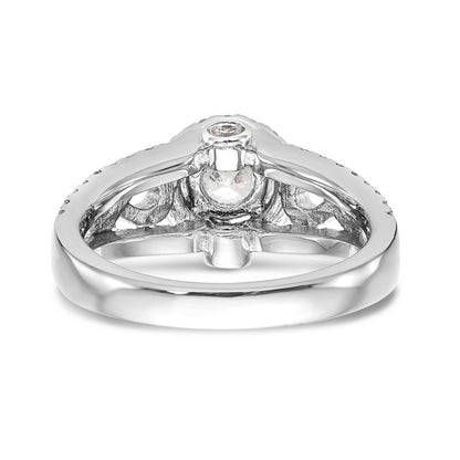14K Weißgold Verlobungsring mit rundem simuliertem Diamanten und Halo