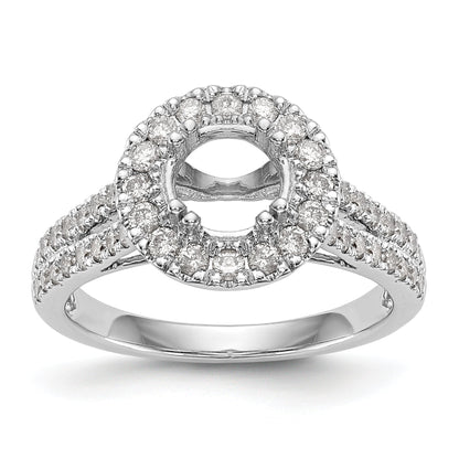 14K Weißgold Verlobungsring mit rundem simuliertem Diamanten und Halo