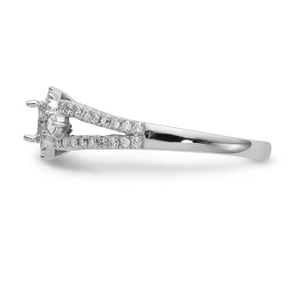 14K Weißgold Verlobungsring mit rundem simuliertem Diamanten und Halo
