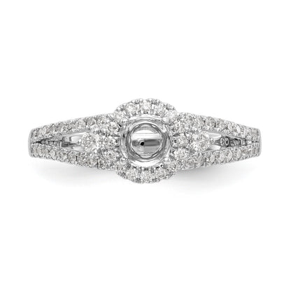 14K Weißgold Verlobungsring mit rundem simuliertem Diamanten und Halo