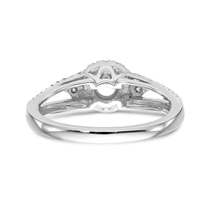 14K Weißgold Verlobungsring mit rundem simuliertem Diamanten und Halo
