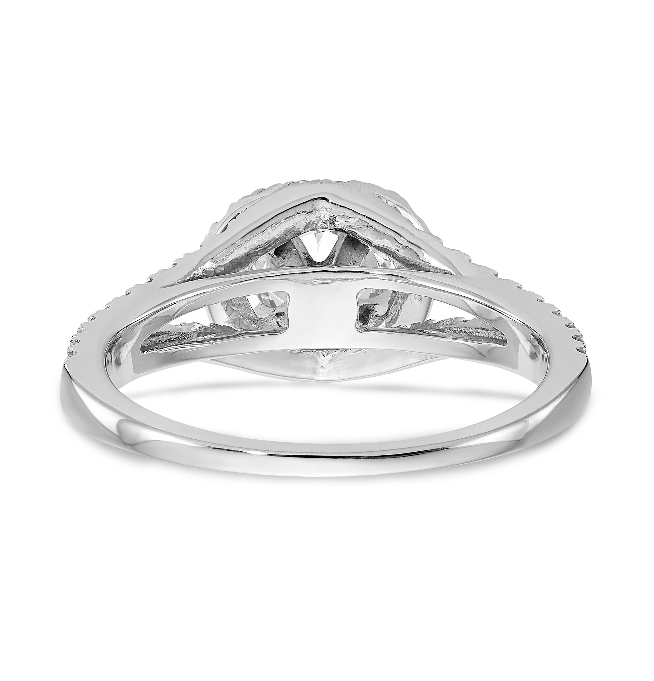 14K Weißgold Verlobungsring mit rundem simuliertem Diamanten und Halo