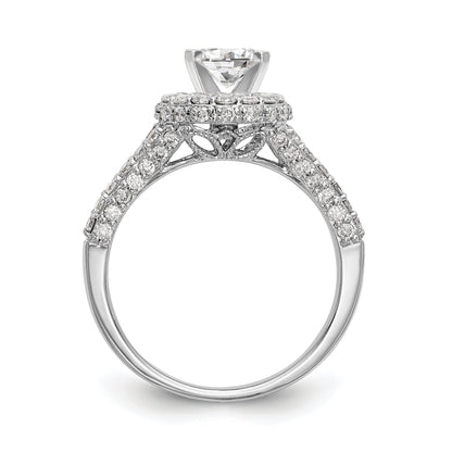Verlobungsring aus 14K Weißgold mit Halo, rundem simuliertem Diamant und Krappenfassung