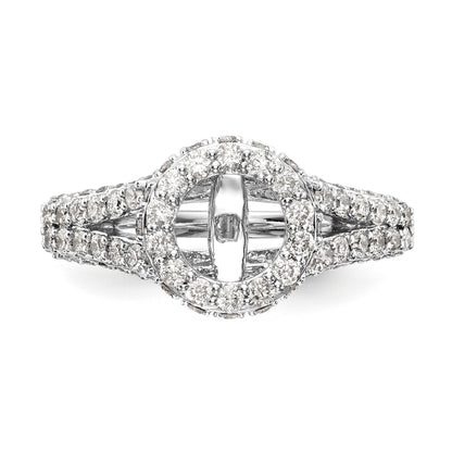Verlobungsring aus 14K Weißgold mit Halo, rundem simuliertem Diamant und Krappenfassung