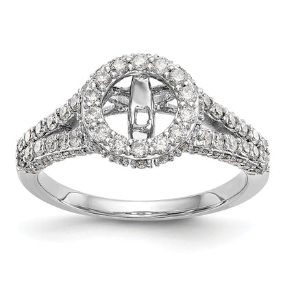 Verlobungsring aus 14K Weißgold mit Halo, rundem simuliertem Diamant und Krappenfassung