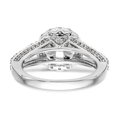 14K Weißgold Verlobungsring mit rundem simuliertem Diamanten und Halo