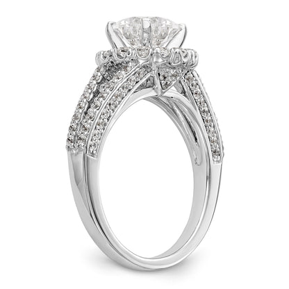 14K Weißgold Verlobungsring mit rundem simuliertem Diamanten und Halo