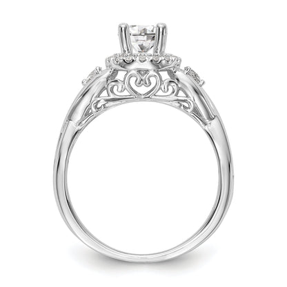 14K Weißgold Halo-Verlobungsring mit rundem simuliertem Diamant