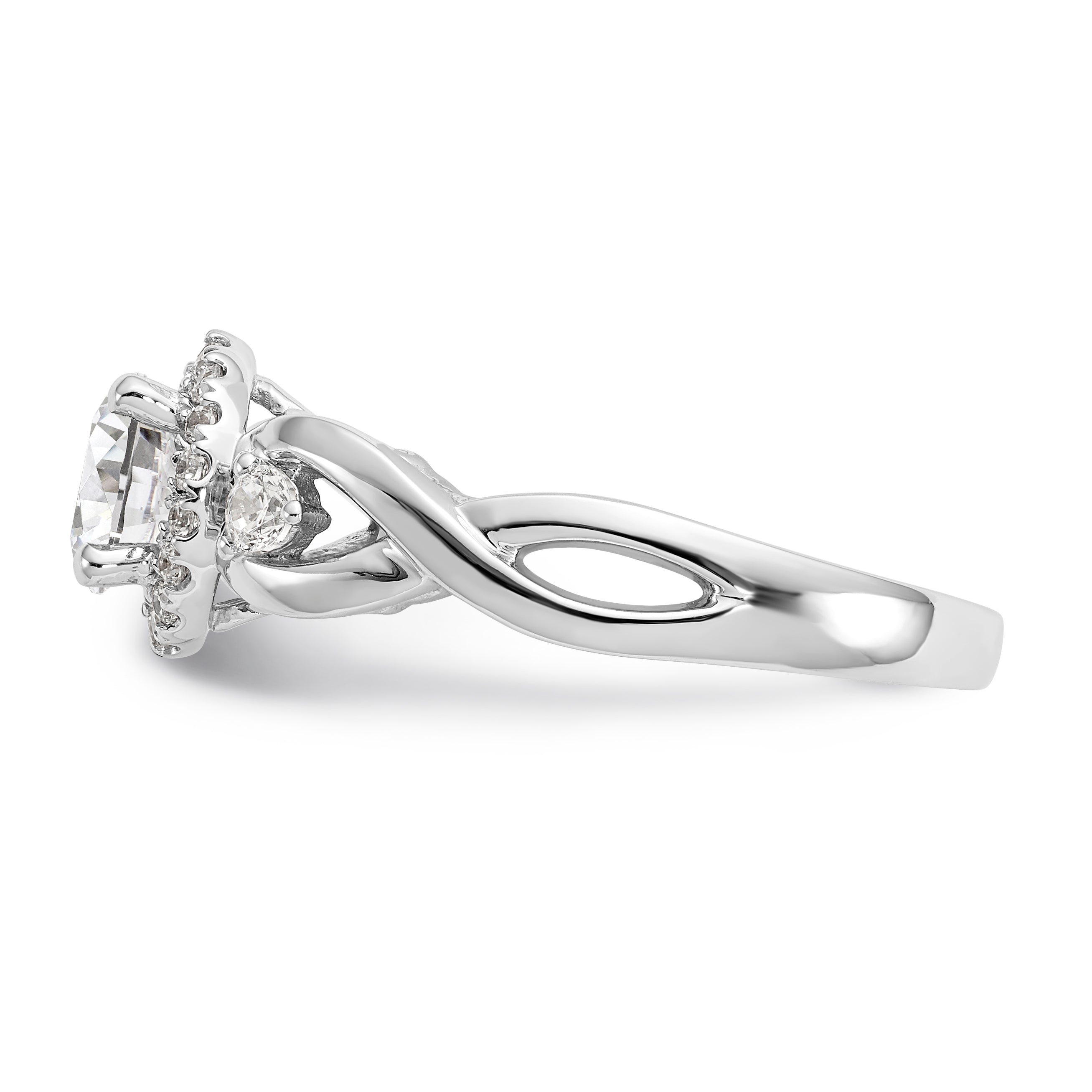14K Weißgold Halo-Verlobungsring mit rundem simuliertem Diamant