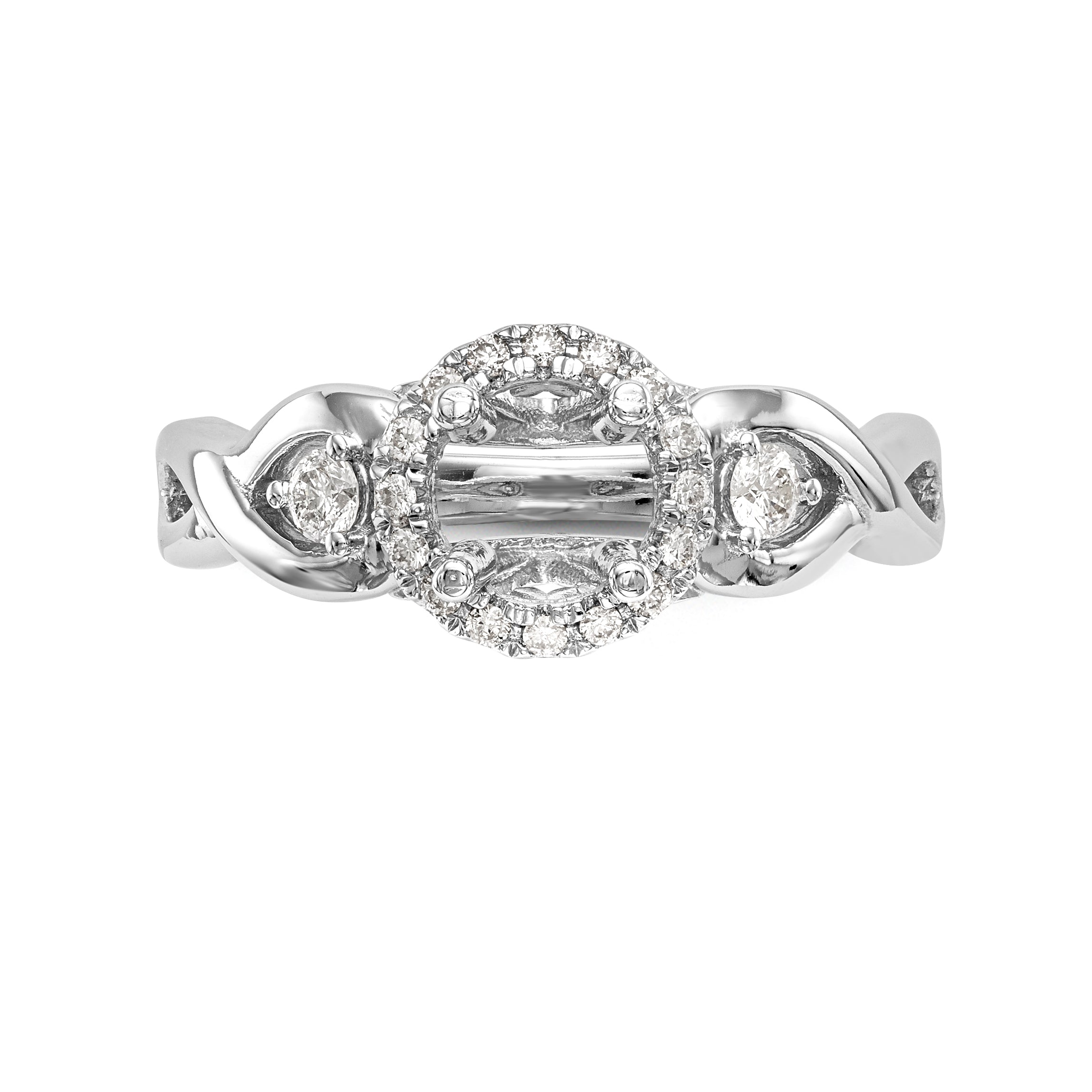 14K Weißgold Halo-Verlobungsring mit rundem simuliertem Diamant