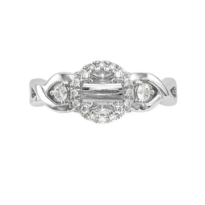 14K Weißgold Halo-Verlobungsring mit rundem simuliertem Diamant