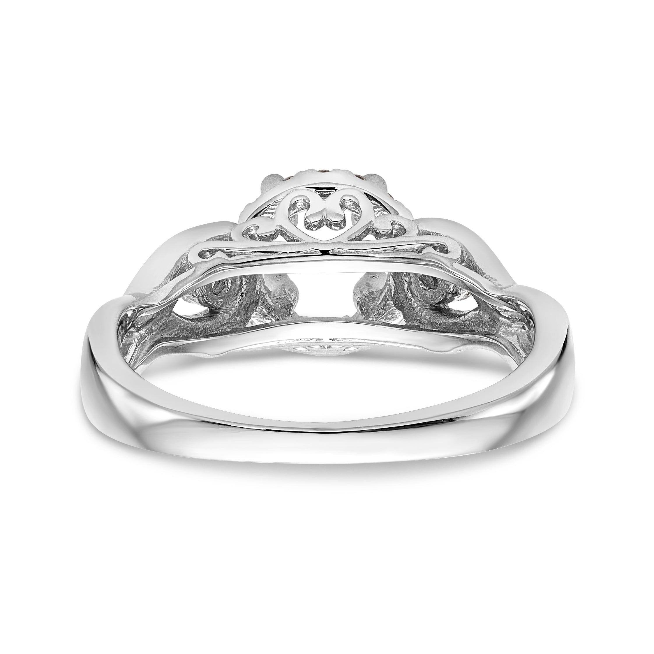 14K Weißgold Halo-Verlobungsring mit rundem simuliertem Diamant
