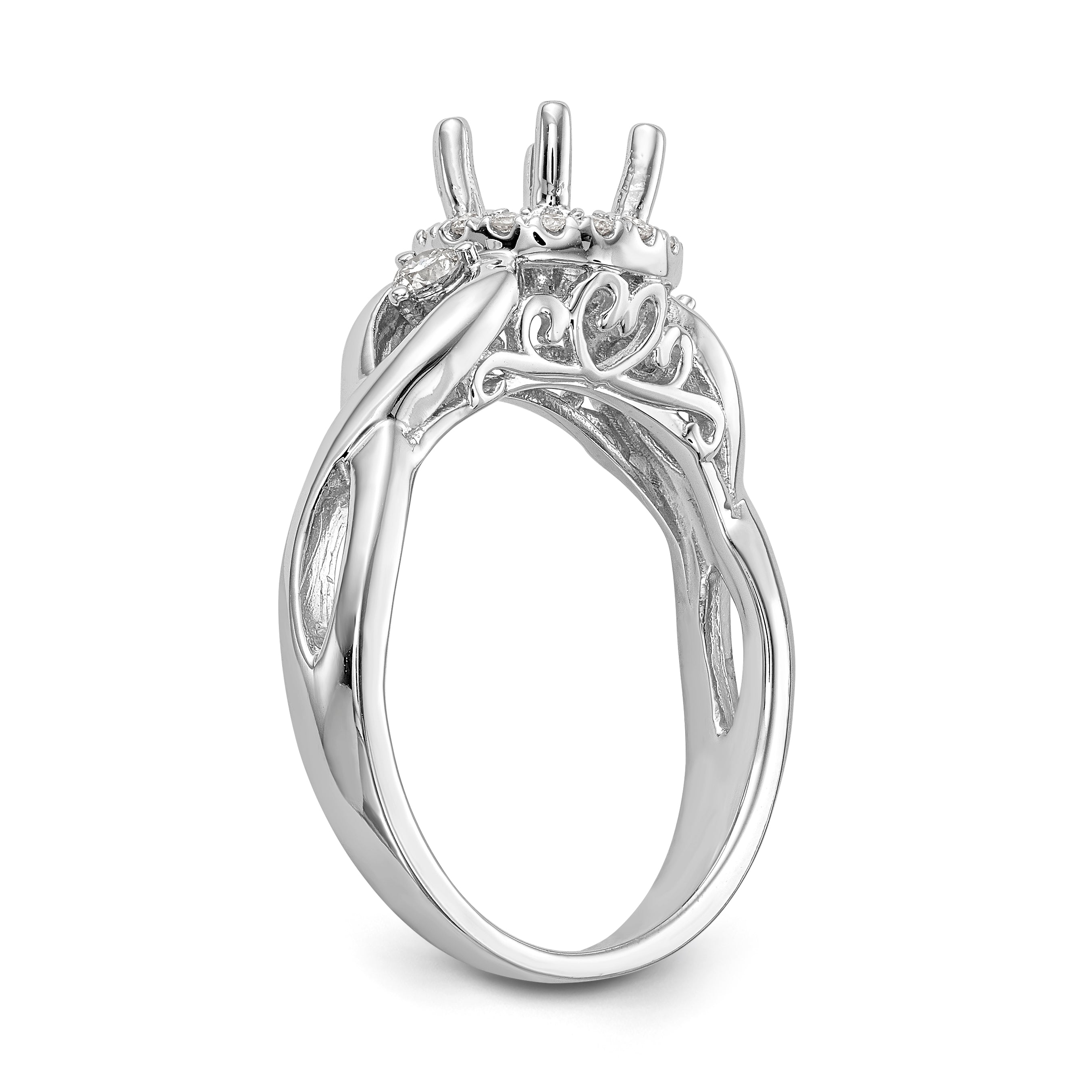 14K Weißgold Halo-Verlobungsring mit rundem simuliertem Diamant