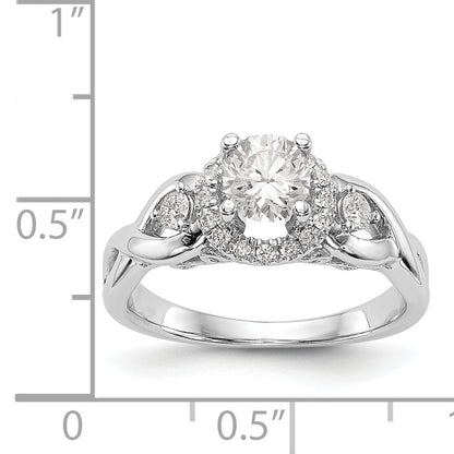 14K Weißgold Halo-Verlobungsring mit rundem simuliertem Diamant