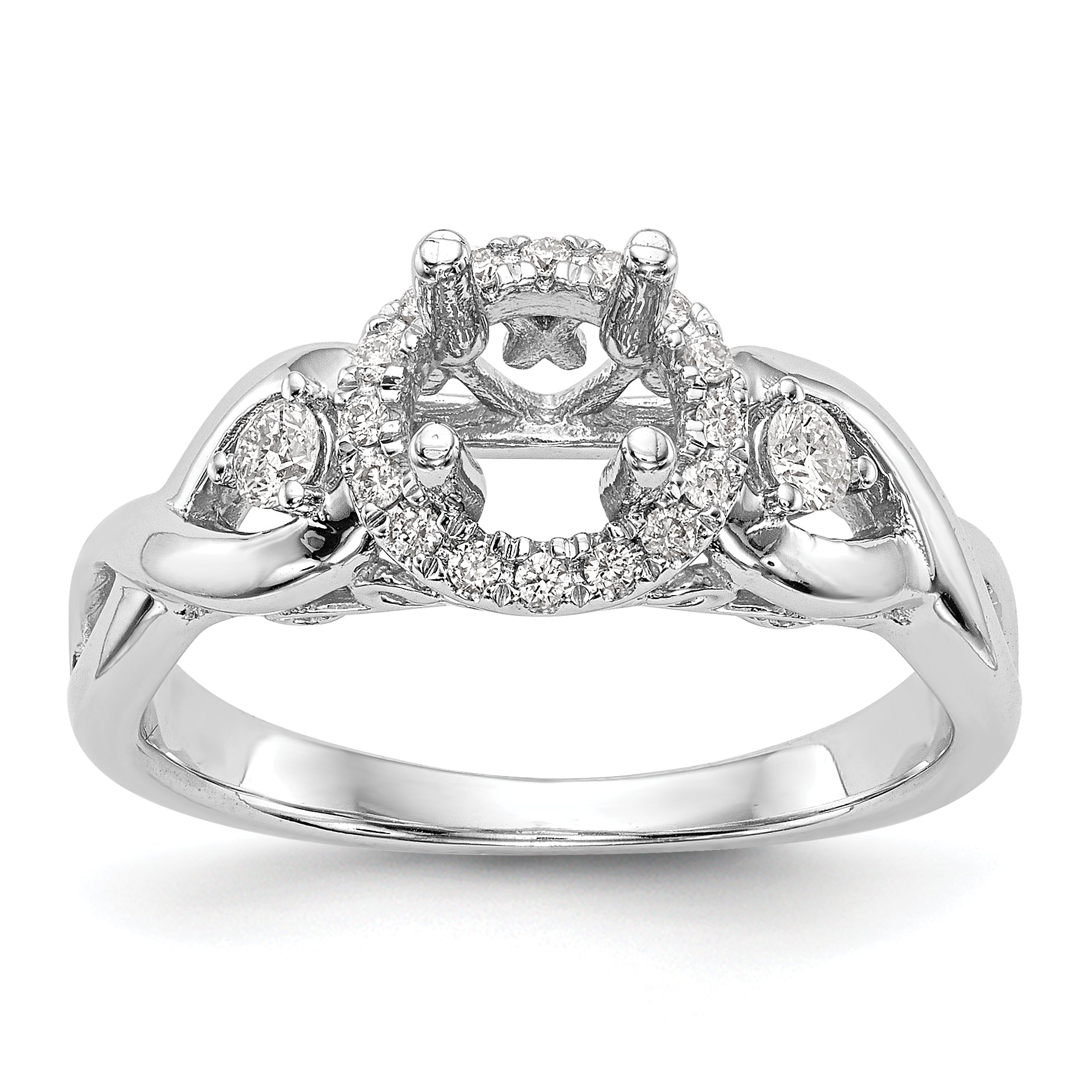 14K Weißgold Halo-Verlobungsring mit rundem simuliertem Diamant