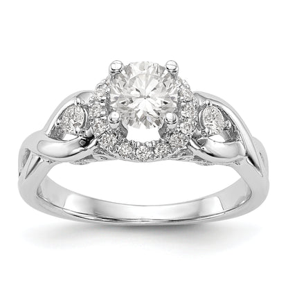 14K Weißgold Halo-Verlobungsring mit rundem simuliertem Diamant