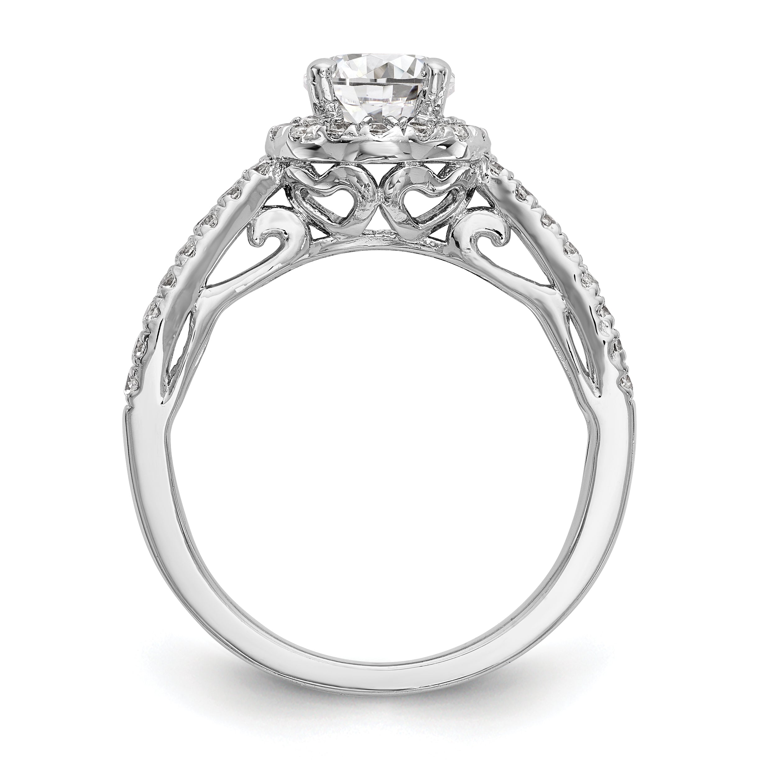 14K Weißgold Halo-Verlobungsring mit rundem simuliertem Diamanten