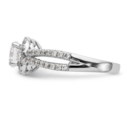 14K Weißgold Halo-Verlobungsring mit rundem simuliertem Diamanten