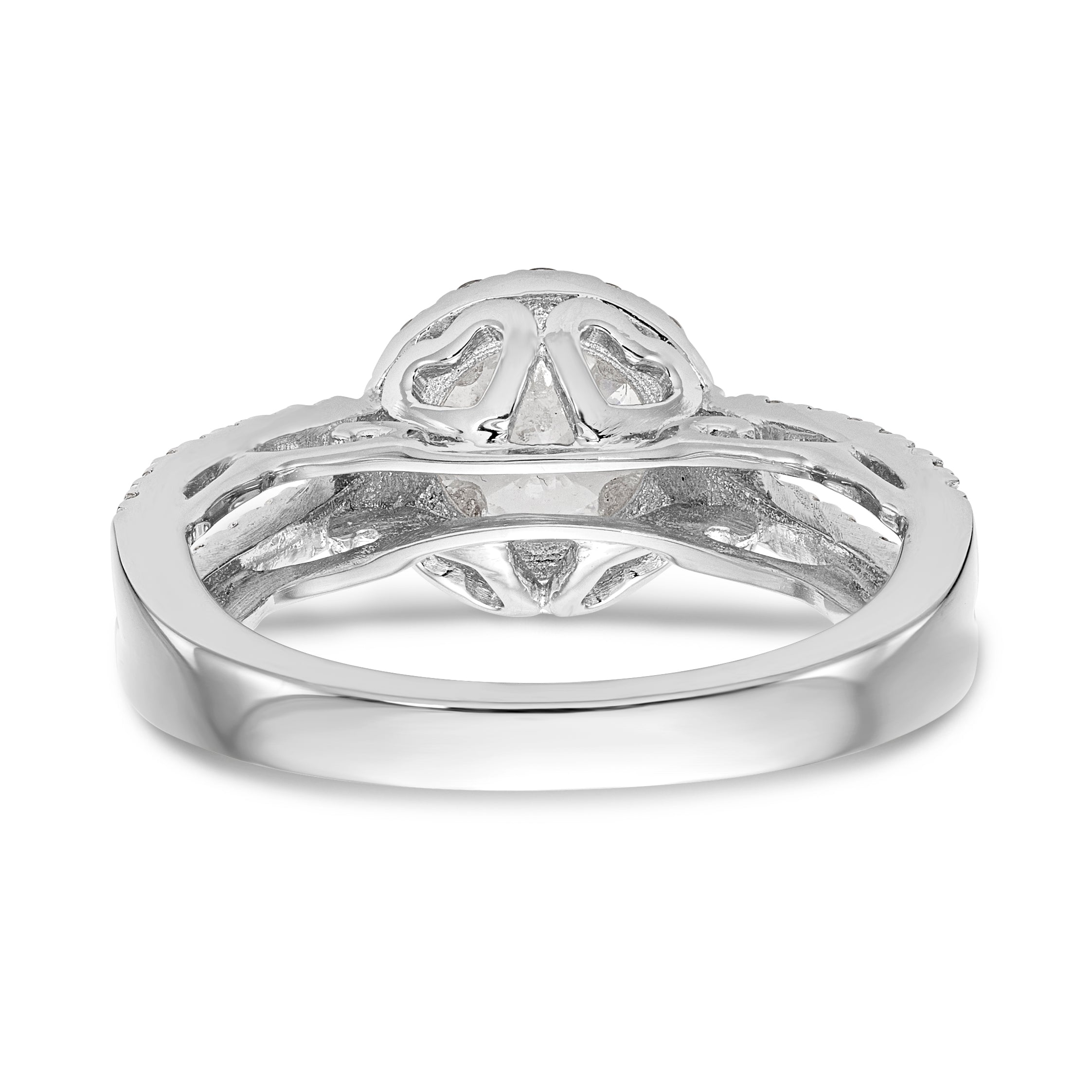 14K Weißgold Halo-Verlobungsring mit rundem simuliertem Diamanten