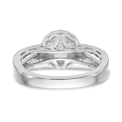 14K Weißgold Halo-Verlobungsring mit rundem simuliertem Diamanten