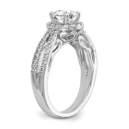 14K Weißgold Halo-Verlobungsring mit rundem simuliertem Diamanten